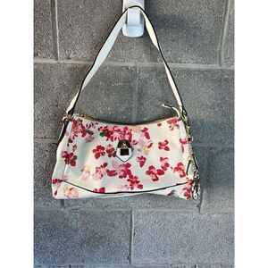 Liz Claiborne Floral Small Leather Shoulder Bag Handbag White